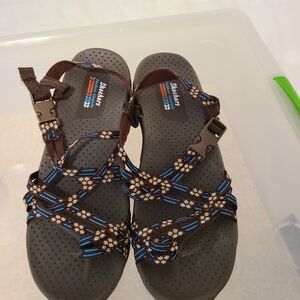 Skechers Brown and Blue Strappy Sandals